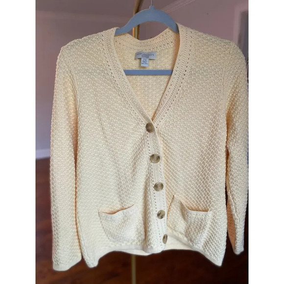 Lemon Yellow Cardigan Cottagecore Cozycore Knit Textured Appleseed’s Spring Fall - Picture 2 of 8